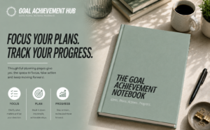 The Goal Achievement Notebook showing how structured planning helps you focus your goals, create achievable action steps and track progress.